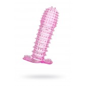 Гелевая розовая насадка с шипами - 12 см. - Toyfa Basic - в Арзамасе купить с доставкой