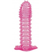 Гелевая розовая насадка с шипами - 12 см. - Toyfa Basic - в Арзамасе купить с доставкой