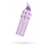 Гелевая фиолетовая насадка с шариками, шипами и усиком - 11 см. - Toyfa Basic - в Арзамасе купить с доставкой