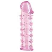 Гелевая розовая насадка на фаллос с шипами - 12 см. - Toyfa Basic - в Арзамасе купить с доставкой