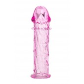 Гладкая розовая насадка с усиками под головкой - 12,5 см. - Toyfa Basic - в Арзамасе купить с доставкой