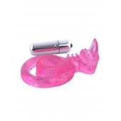Розовая вибронасадка со стимулятор клитора   Язычок - Toyfa Basic - в Арзамасе купить с доставкой