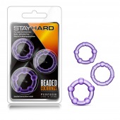 Набор из 3 фиолетовых эрекционных колец Stay Hard Beaded Cockrings - Blush Novelties - в Арзамасе купить с доставкой