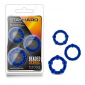 Набор из 3 синих эрекционных колец Stay Hard Beaded Cockrings - Blush Novelties - в Арзамасе купить с доставкой