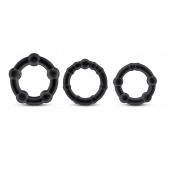Набор из 3 чёрных эрекционных колец Stay Hard Beaded Cockrings - Blush Novelties - в Арзамасе купить с доставкой