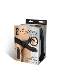 Чёрный полый страпон с вибрацией Unisex Vibrating Hollow Strap-On - 14 см. - Lux Fetish - купить с доставкой в Арзамасе