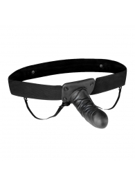 Чёрный полый страпон с вибрацией Unisex Vibrating Hollow Strap-On - 14 см. - Lux Fetish - купить с доставкой в Арзамасе