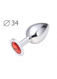 Коническая серебристая анальная втулка с красным кристаллом - 8,2 см. - Anal Jewelry Plug - купить с доставкой в Арзамасе