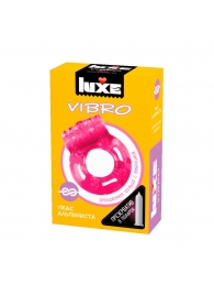 Розовое эрекционное виброкольцо Luxe VIBRO  Ужас Альпиниста  + презерватив - Luxe - в Арзамасе купить с доставкой