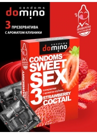 Презервативы для орального секса DOMINO Sweet Sex с ароматом клубничного коктейля  - 3 шт. - Domino - купить с доставкой в Арзамасе