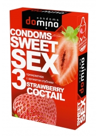 Презервативы для орального секса DOMINO Sweet Sex с ароматом клубничного коктейля  - 3 шт. - Domino - купить с доставкой в Арзамасе