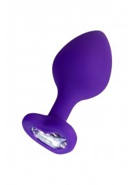 Фиолетовая анальная втулка Diamond Heart с прозрачным кристаллом - 8 см. - ToyFa - купить с доставкой в Арзамасе