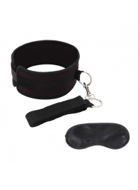 Черный ошейник с длинным поводком Collar and Leash Set - Lux Fetish - купить с доставкой в Арзамасе