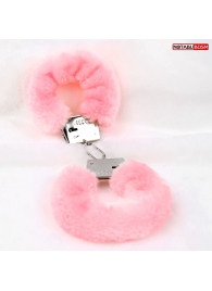 Металлические наручники с мягкой нежно-розовой опушкой - Notabu - купить с доставкой в Арзамасе