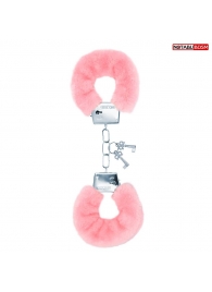 Металлические наручники с мягкой нежно-розовой опушкой - Notabu - купить с доставкой в Арзамасе