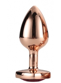 Золотистая анальная втулка с кристаллом-сердечком розового цвета - 7,1 см. - Dream Toys - купить с доставкой в Арзамасе