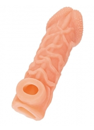 Телесная закрытая насадка с венками Cock Sleeve Size S - 13,8 см. - KOKOS - в Арзамасе купить с доставкой