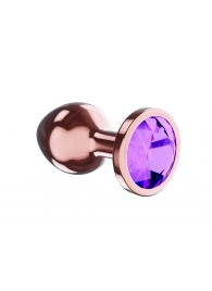 Пробка цвета розового золота с фиолетовым кристаллом Diamond Amethyst Shine S - 7,2 см. - Lola Games - купить с доставкой в Арзамасе