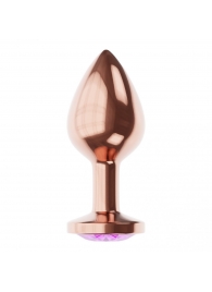 Пробка цвета розового золота с фиолетовым кристаллом Diamond Amethyst Shine S - 7,2 см. - Lola Games - купить с доставкой в Арзамасе