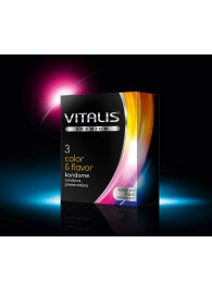 Цветные ароматизированные презервативы VITALIS PREMIUM color   flavor - 3 шт. - Vitalis - купить с доставкой в Арзамасе