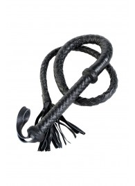 Длинный кожаный кнут с хлопушками на конце - ToyFa - купить с доставкой в Арзамасе