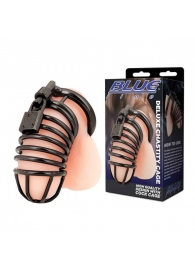 Черная металлическая клетка с замком Deluxe Chastity Cage - BlueLine - купить с доставкой в Арзамасе