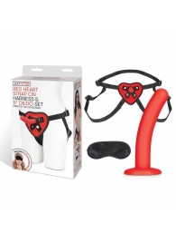 Красный поясной фаллоимитатор Red Heart Strap on Harness   5in Dildo Set - 12,25 см. - Lux Fetish - купить с доставкой в Арзамасе