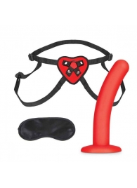 Красный поясной фаллоимитатор Red Heart Strap on Harness   5in Dildo Set - 12,25 см. - Lux Fetish - купить с доставкой в Арзамасе