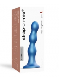 Голубая насадка Strap-On-Me Dildo Plug Balls size L - Strap-on-me - купить с доставкой в Арзамасе