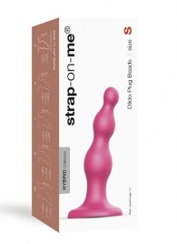 Розовая насадка Strap-On-Me Dildo Plug Beads size S - Strap-on-me - купить с доставкой в Арзамасе