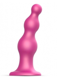 Розовая насадка Strap-On-Me Dildo Plug Beads size S - Strap-on-me - купить с доставкой в Арзамасе