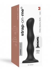 Черная насадка Strap-On-Me Dildo Geisha Balls size M - Strap-on-me - купить с доставкой в Арзамасе