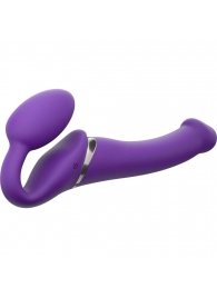 Фиолетовый безремневой вибрострапон Vibrating Bendable Strap-On - size L - Strap-on-me - купить с доставкой в Арзамасе