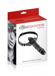 Черный кляп-фаллоимитатор Double Penis Gag - Fetish Tentation - купить с доставкой в Арзамасе