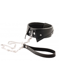 Черный ошейник-воротничок с металлическим поводком - Crazy Handmade - купить с доставкой в Арзамасе