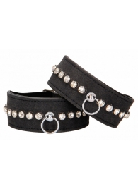 Черные наручники Diamond Studded Wrist Cuffs - Shots Media BV - купить с доставкой в Арзамасе