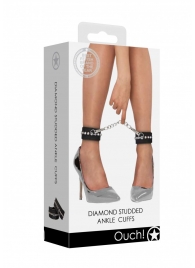 Черные поножи Diamond Studded Ankle Cuffs - Shots Media BV - купить с доставкой в Арзамасе