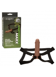 Коричневый фаллопротез Life-Like Extension with Harness - 17,75 см. - California Exotic Novelties - купить с доставкой в Арзамасе