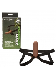 Коричневый фаллопротез из силикона Extension with Harness - 15,75 см. - California Exotic Novelties - купить с доставкой в Арзамасе