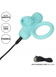 Аквамариновое эрекционное виброкольцо Silicone Rechargeable Nubby Lover’s Delight - California Exotic Novelties - в Арзамасе купить с доставкой