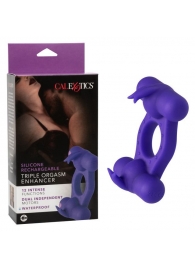 Фиолетовое эрекционное виброкольцо с двумя моторами Silicone Rechargeable Triple Orgasm Enhancer - California Exotic Novelties - в Арзамасе купить с доставкой