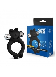 Черное силиконовое эрекционное виброкольцо Sex Expert - Sex Expert - в Арзамасе купить с доставкой