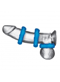 Комплект из трех голубых эрекционных колец 3-Pack Ribbed Rider Cock Ring Set - BlueLine - в Арзамасе купить с доставкой