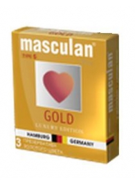 Презервативы Masculan Ultra Gold с золотым напылением и ароматом ванили - 3 шт. - Masculan - купить с доставкой в Арзамасе