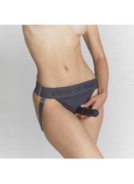 Серые трусики для фиксации насадок Strap-on-me Harness Lingerie Unique - Strap-on-me - купить с доставкой в Арзамасе