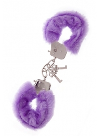 Фиолетовые меховые наручники METAL HANDCUFF WITH PLUSH LAVENDER - Dream Toys - купить с доставкой в Арзамасе