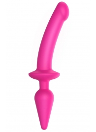 Ярко-розовый двусторонний фаллоимитатор Switch Plug-In Semi-Realistic Size L - Strap-on-me купить с доставкой в интернет-магазине Orgasmix в Арзамасе Ярко-розовый двусторонний фаллоимитатор Switch Plug-In Semi-Realistic Size L - Strap-on-me