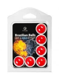 Набор из 6 шариков с массажным маслом Brazilian Balls с охлаждающим и разогревающим эффектом - Secret Play - купить с доставкой в Арзамасе