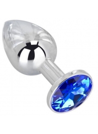 Анальное украшение BUTT PLUG  Small с синим кристаллом - 7 см. - Anal Jewelry Plug - купить с доставкой в Арзамасе