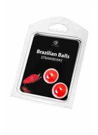 Набор из 2 шариков с массажным маслом Brazilian Balls с ароматом клубники - Secret Play - купить с доставкой в Арзамасе